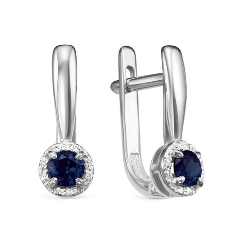 Сапфир каталог товаров Серьги из белого золота с бриллиантом, сапфиром