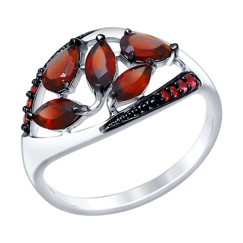 Сапфир каталог товаров Кольцо из серебра с фианитом, гранатом