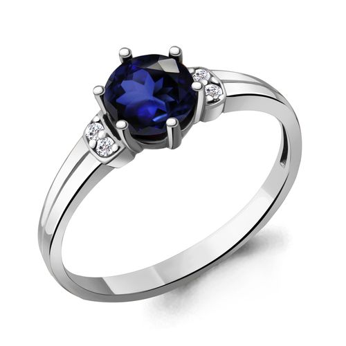 Сапфир каталог товаров Кольцо из серебра с фианитом, сапфиром