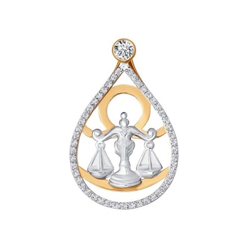 Сапфир каталог товаров Подвеска знак зодиака Весы из золота с фианитом