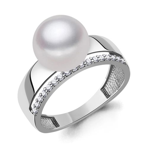 Сапфир каталог товаров Кольцо из серебра с фианитом, жемчугом