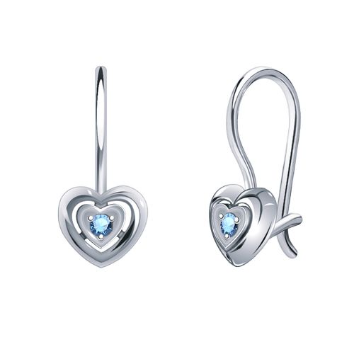 Сапфир каталог товаров Серьги детские из серебра с фианитом