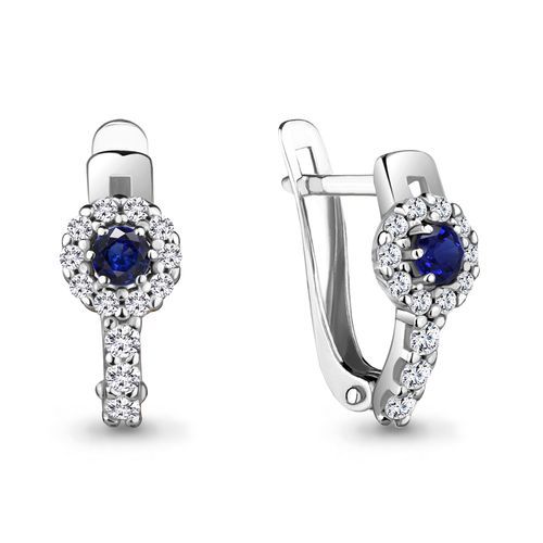 Сапфир каталог товаров Серьги из серебра с фианитом, сапфиром