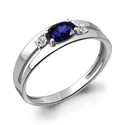 Сапфир каталог товаров Кольцо из серебра с фианитом, сапфиром