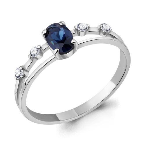 Сапфир каталог товаров Кольцо из серебра с фианитом, сапфиром