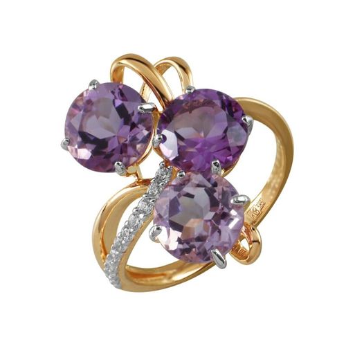 Сапфир каталог товаров Кольцо из золота с фианитом, аметистом