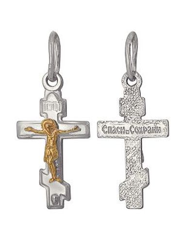 Сапфир каталог товаров Подвеска крест из серебра с позолотой