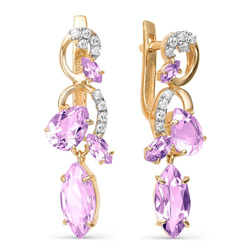 Сапфир каталог товаров Серьги из золота с фианитом, аметистом