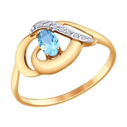 Сапфир каталог товаров Кольцо из золота с фианитом, топазом