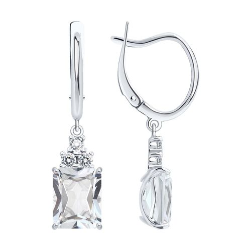 Сапфир каталог товаров Серьги из серебра с фианитом, горным хрусталем