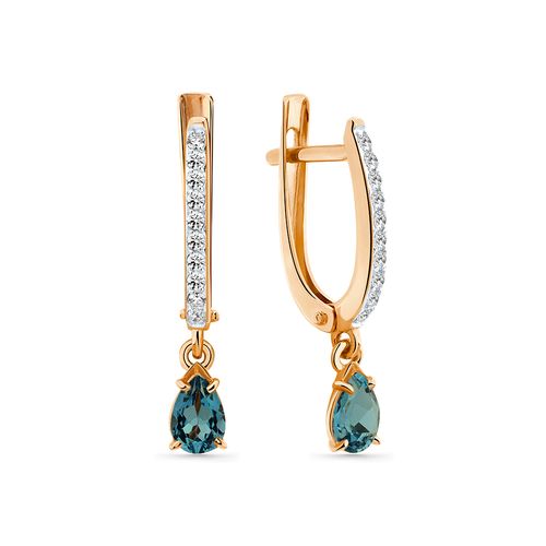 Сапфир каталог товаров Серьги из золота с фианитом, топазом