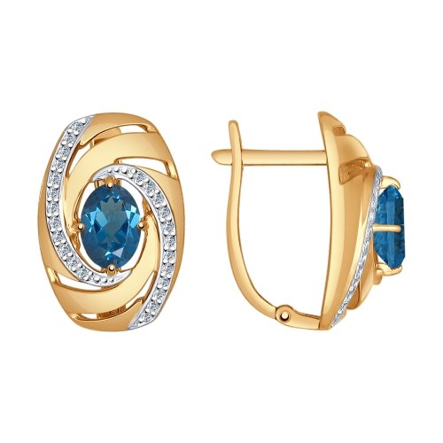 Сапфир каталог товаров Серьги из золота с фианитом, топазом
