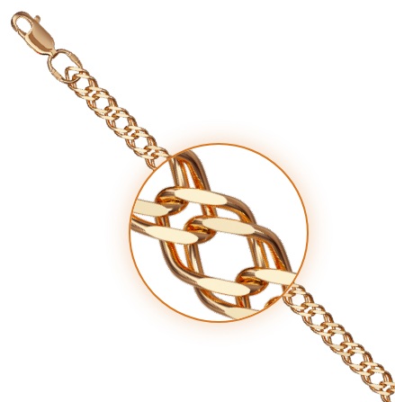 Сапфир каталог товаров Браслет пустотелый ромб двойной с алмазной гранью из золота