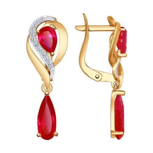 Сапфир каталог товаров Серьги из золота с фианитом, корундом