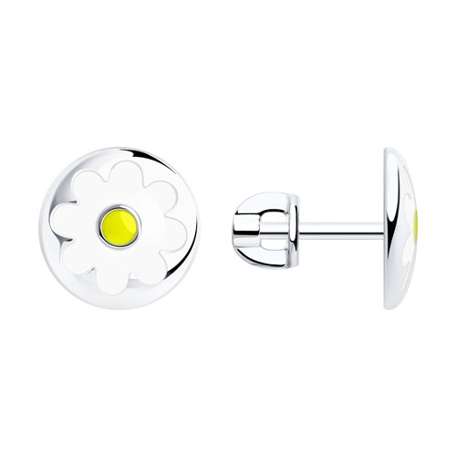 Сапфир каталог товаров Серьги гвоздики детские из серебра с эмалью