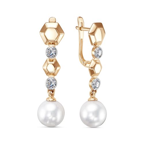 Сапфир каталог товаров Серьги из золота с фианитом, жемчугом