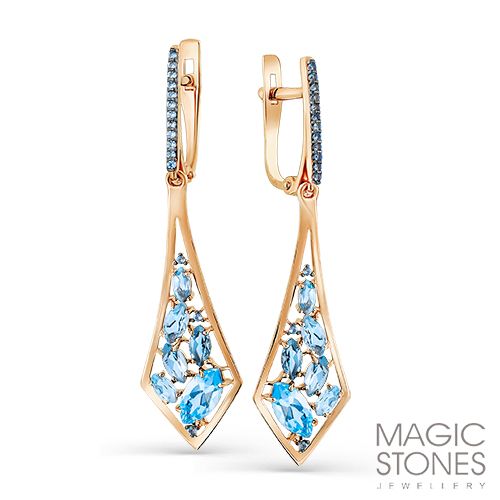 Сапфир каталог товаров Серьги из золота с фианитом, топазом