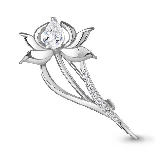 Сапфир каталог товаров Брошь из серебра с фианитом