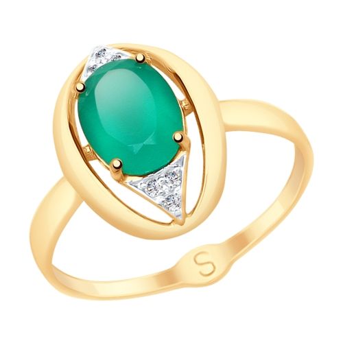 Сапфир каталог товаров Кольцо из золота с фианитом, агатом