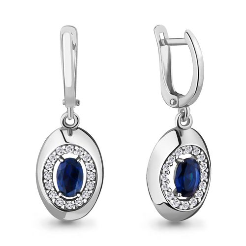 Сапфир каталог товаров Серьги из серебра с фианитом, сапфиром