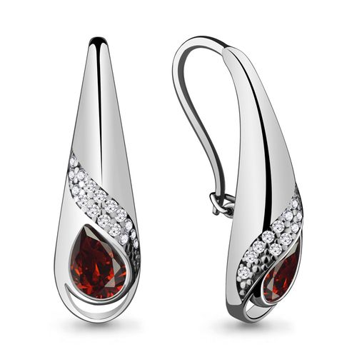 Сапфир каталог товаров Серьги из серебра с фианитом, гранатом