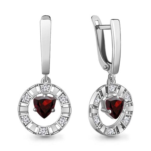 Сапфир каталог товаров Серьги из серебра с фианитом, гранатом