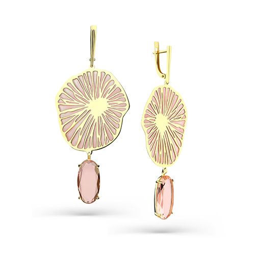 Сапфир каталог товаров Серьги из золота с морганитом, эмалью