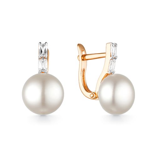 Сапфир каталог товаров Серьги из золота с фианитом, жемчугом