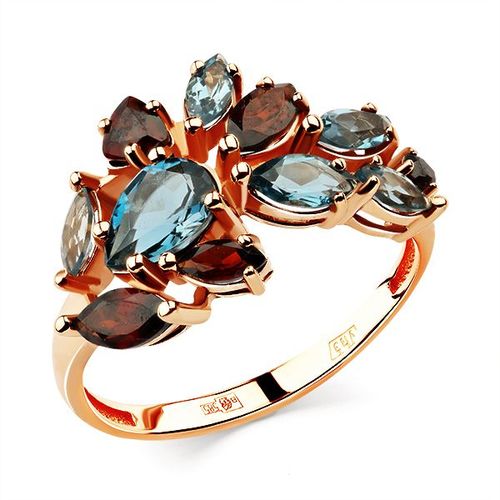 Сапфир каталог товаров Кольцо из золота с топазом, гранатом