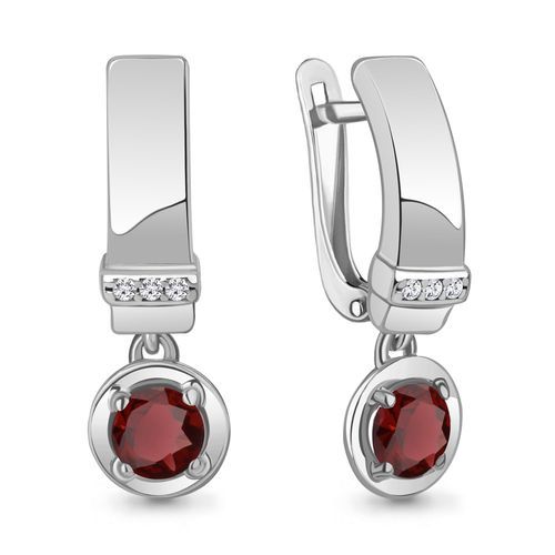Сапфир каталог товаров Серьги из серебра с фианитом, гранатом