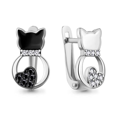 Сапфир каталог товаров Серьги детские из серебра с фианитом, эмалью