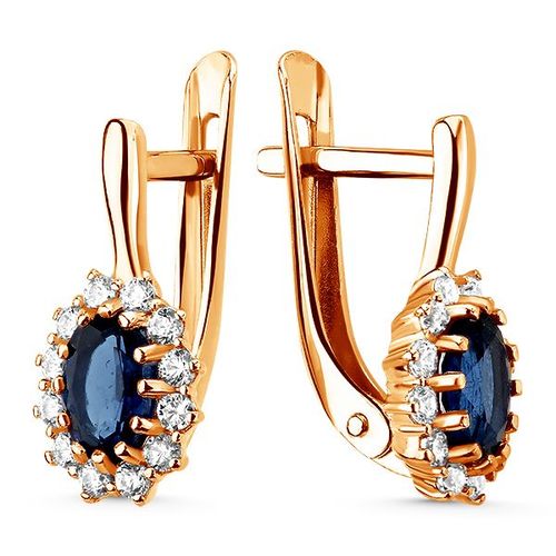 Сапфир каталог товаров Серьги из серебра с позолотой с фианитом