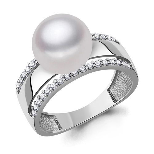 Сапфир каталог товаров Кольцо из серебра с фианитом, жемчугом