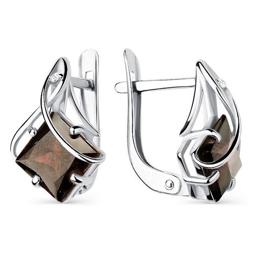 Сапфир каталог товаров Серьги из серебра с фианитом, раух-топазом