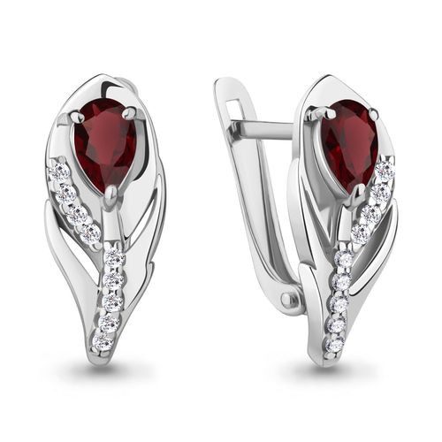 Сапфир каталог товаров Серьги из серебра с фианитом, гранатом