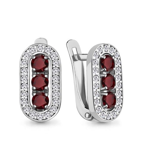 Сапфир каталог товаров Серьги из серебра с фианитом, гранатом