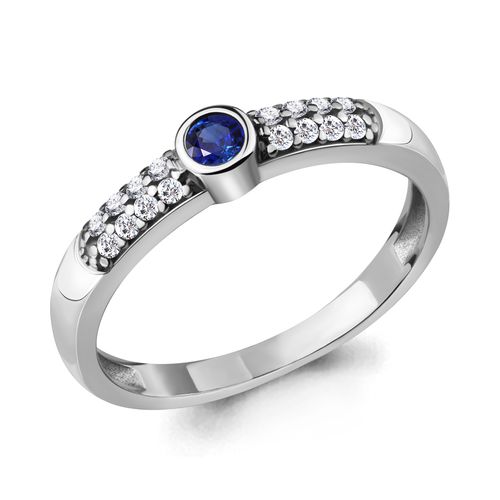 Сапфир каталог товаров Кольцо из серебра с фианитом, сапфиром