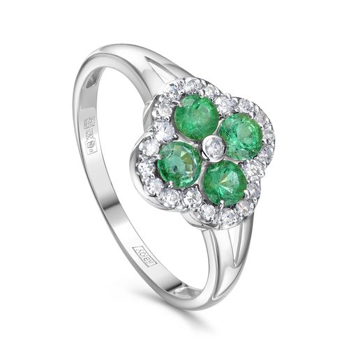 Сапфир каталог товаров Кольцо из белого золота с бриллиантом, изумрудом