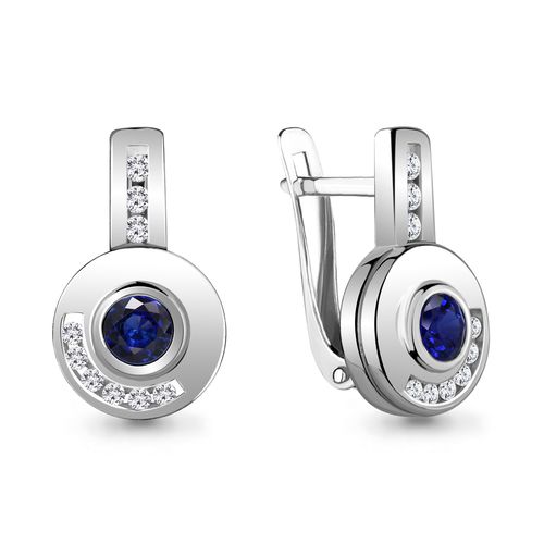 Сапфир каталог товаров Серьги из серебра с фианитом, сапфиром