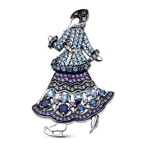 Сапфир каталог товаров Брошь из серебра с топазом, сапфиром