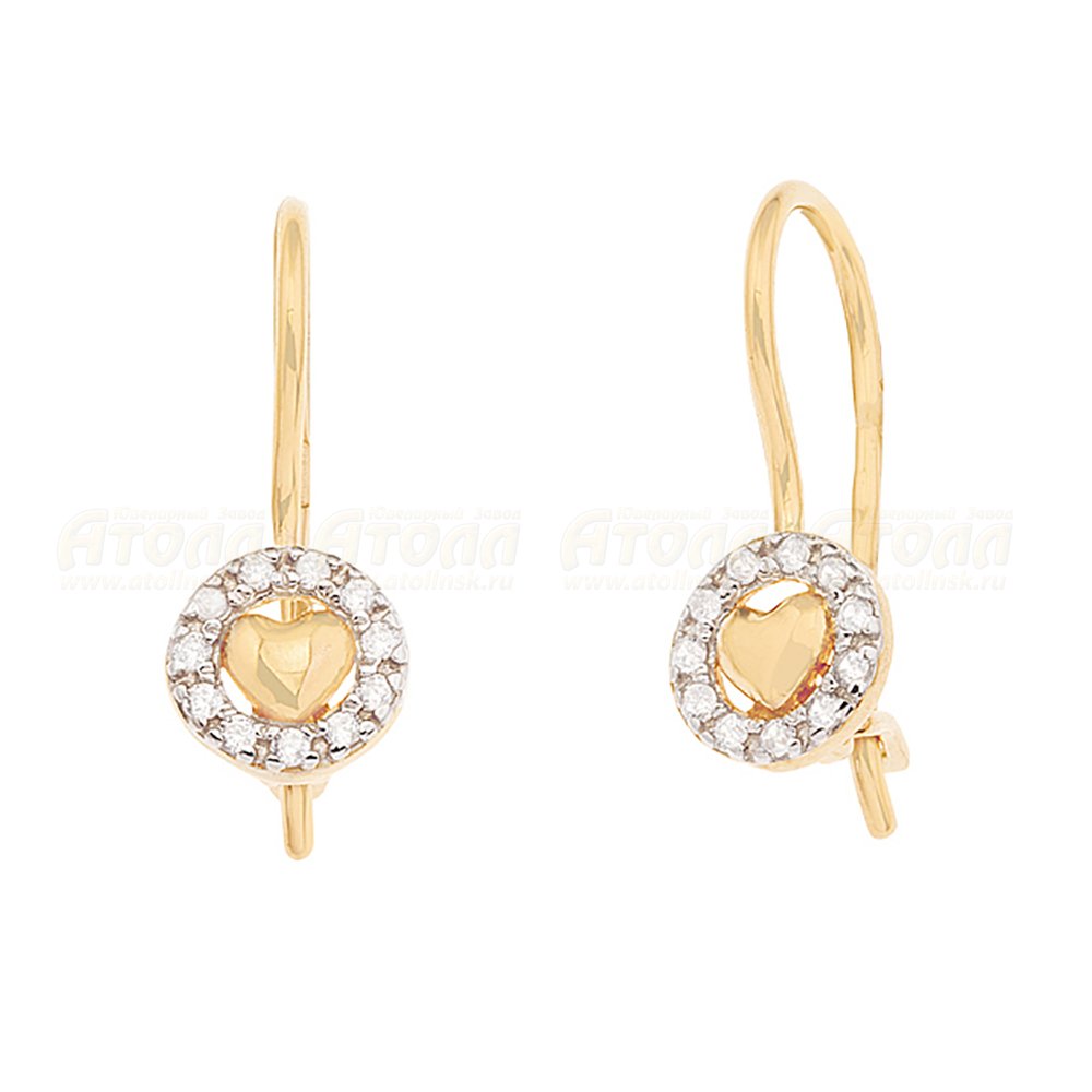 Сапфир каталог товаров Серьги детские из золота с фианитом