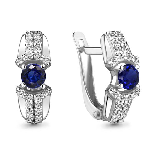 Сапфир каталог товаров Серьги из серебра с фианитом, сапфиром