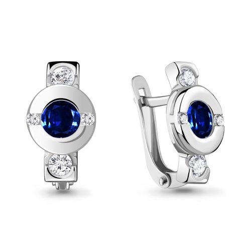 Сапфир каталог товаров Серьги из серебра с фианитом, сапфиром