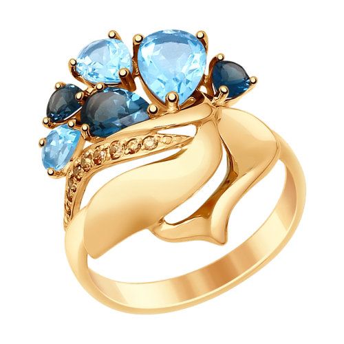 Сапфир каталог товаров Кольцо из золота с фианитом, топазом, топазом