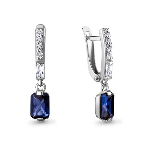 Сапфир каталог товаров Серьги из серебра с фианитом, сапфиром
