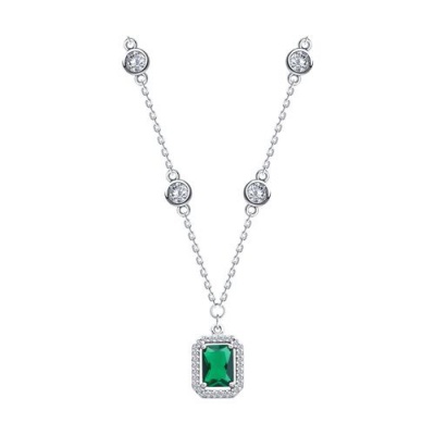 Сапфир каталог товаров Колье из серебра с фианитом 