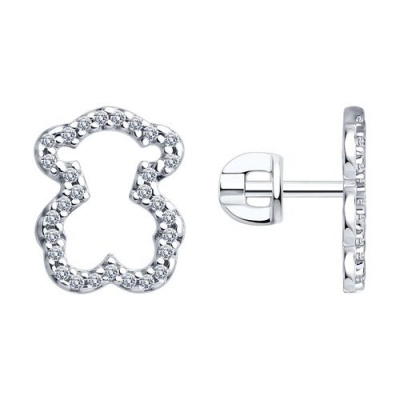 Сапфир каталог товаров Серьги гвоздики детские из серебра с фианитом 