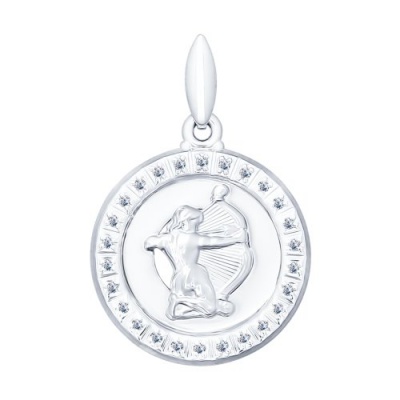 Сапфир каталог товаров Подвеска знак зодиака Стрелец из серебра с фианитом 