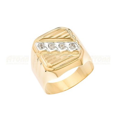 Сапфир каталог товаров Кольцо мужское из золота с фианитом 