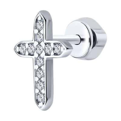 Сапфир каталог товаров Серьга из серебра с фианитом 